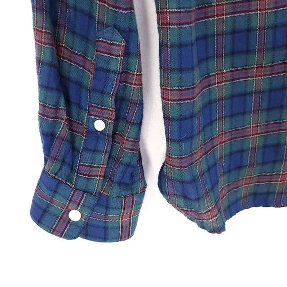 Trovata Birds of Paradis Plaid Flannel Button Front Long Sleeve Shirt Size XS - Picture 8 of 11